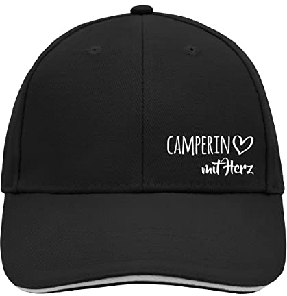 Huuraa Cappy Mütze Camperin mit Herz Geschenk Black/Light Grey Camperin Präsent