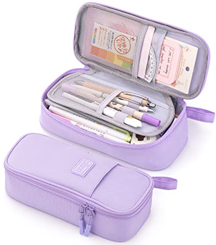 CICIMELON Durable Pen Pencil Case Big Storage Pen Pouch Bag for School Supplies Office College Teen Girls Adults, Purple