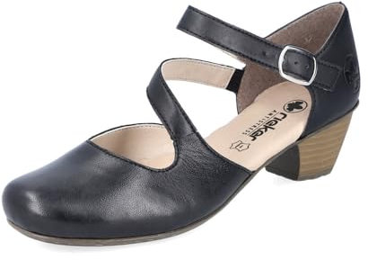 Rieker Women Court Shoes 41780, Ladies Slingback Court Shoes,Slingback,Ankle Strap,Leather,Comfortable,Black (Schwarz / 00),38 EU / 5 UK