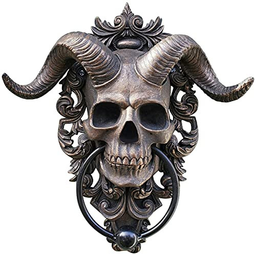 Stifthalter Clips Metall Stifthalter Edelstahl Gehörnter Totenkopf-Türklopfer zum Aufhängen, robuster gotischer Türklopfer, perfekte Dekoration Ständer