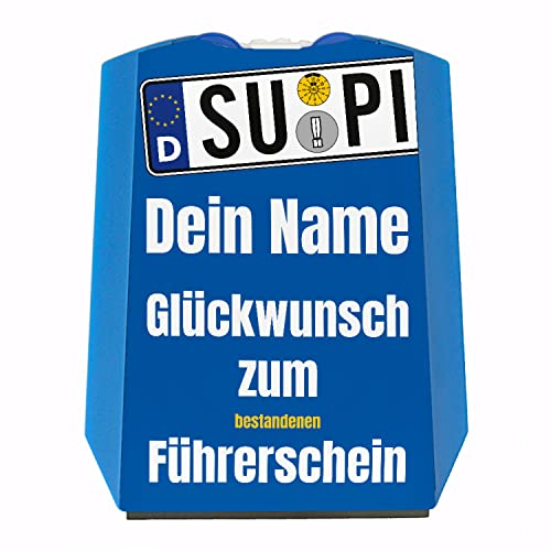 Glückwunsch zum bestandenen Führerschein Parkscheibe - personalisiert mit deinem Namen - für Fahranfänger für die bestandene Fahrprüfung gemäß der StVO als Überraschung zum Auto
