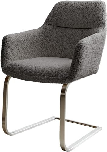 Schwingstuhl Pejo-Flex Freischwinger flach Edelstahl Bouclé Grau Taschenfederkern