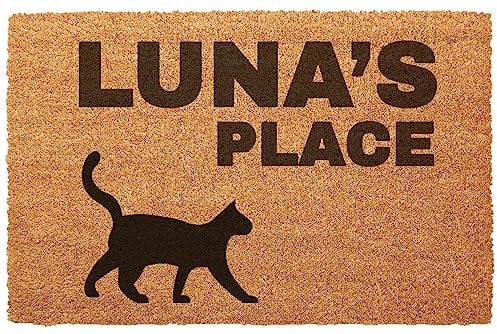 Personalised Doormat Printed Cat Dog Door Mat Customised Pet Design 40 x 60cm Anti-Slip Indoor Outdoor Home Welcome Mat [Cat's Place]