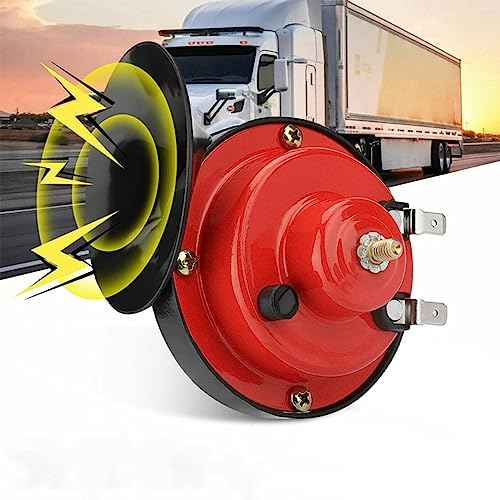 Zughörner Autohupe Auto Luft elektrisches Schneckenhorn 300 dB super lautes Lufthorn wasserdicht Kfz Zubehör universell für Auto LKW Motorrad Boot(Rot, 24V, 1 STÜCK)