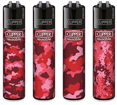 Clipper Feuerzeug 4er Set: (Red Camouflage)