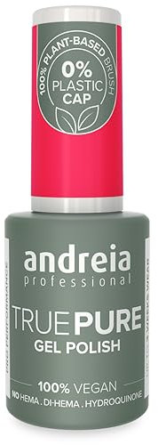 Andreia Professional Hema Free Gel Polish - TRUE PURE 21 Free and 100% Vegan for Sensitive Nails - Semi-Permanent UV LED Soak Off Gel Nail Varnish - Colour T19 Neon Pink 10.5ml