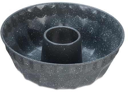 Relaxdays gugelhupfform Gris Moteado Molde Bizcocho Agujero, 9 x 25 cm, Recipiente Pasteles y Tartas, Antiadherente, Bizcochera Redonda, Acero