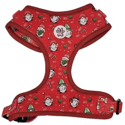 Weihnachten Hundegeschirr - Soft Geschirr Hund - Rot - Weihnachtszwerge - Gnomey Glamour - Paw My God! - Größe S
