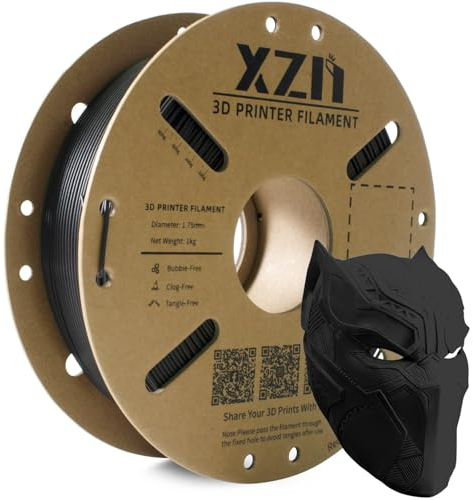XZN PLA CF Filament 1,75mm für 3D-Drucker, Carbon Fiber Filled PLA Filament, Maßgenauigkeit +/- 0,03 mm, 1KG Spule,CF-PLA Schwarz