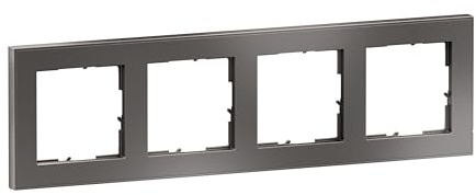 LEGRAND, SEANO+ 4-fach Rahmen mit Echtmaterialoberfläche, halogenfreies Thermoplast, nachhaltige Produktion und Verpackung, Farbe: Dark Steel, 765494