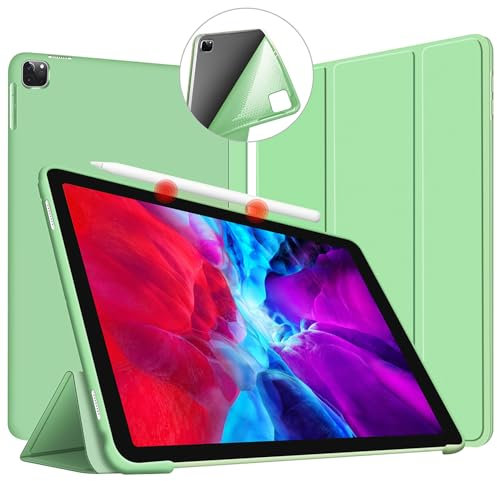 VAGHVEO Coque pour iPad Pro 11 Pouces M4 2024 (5ème Génération), Étui avec Coque de Protection Arrière TPU Souple Flexible, Support Charge du iPad Pencil, Fonction Réveil/Sommeil Automatique, Vert