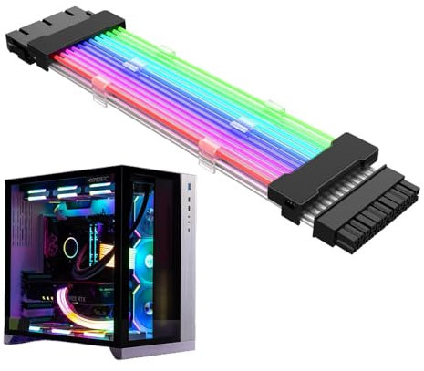 24-pin RGB cable - High poweer Cable Extension, RGB PSU cable | 24 Pin Atx 4 4 Pin 8 Pin 6 Pin poweer Cable, PST Extension Cable, PWM Splitter Cable, multii Fan Connector for Motherboard Connector