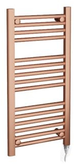 Fixed Temperature Electric Straight Brushed Copper Towel Rail Radiator Bathroom Heater (Pre-Filled) - 400mm (w) x 800mm - 150w Element