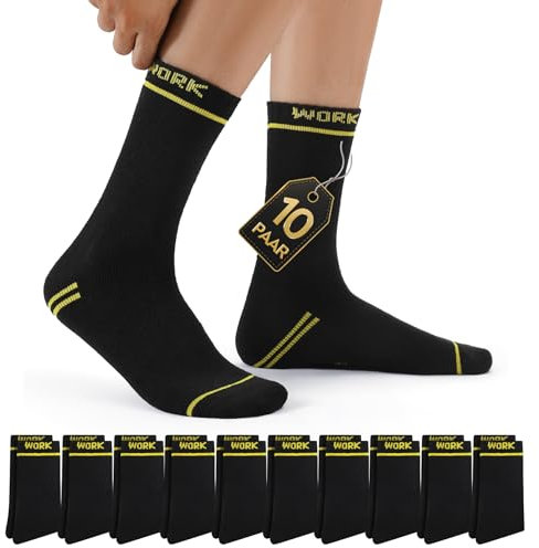 Mowenti Chaussettes Homme 43-46 Chaudes Chaussette Et Articles Pour Hommes de bonneterie Socquettes de Sport Hiver Crew Coton Noir WORK Socks 10 Paires