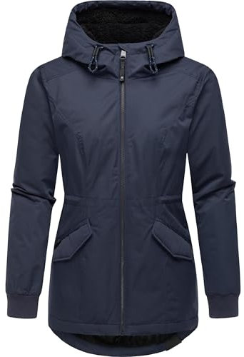 Ragwear Damen warme wasserdichte und atmungsaktive Winterjacke mit kuscheliger Kapuze Dowey Warm Rain YOUMODO Navy Gr. XL