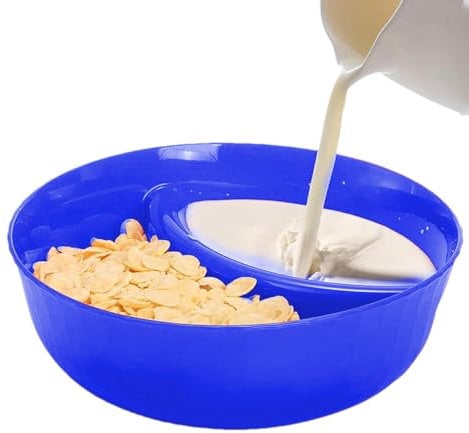 Anti Soggy Cereal Bowl - Anti Soggy Serving Bowl for Snacks, Porcelain Chips Serving Tray | Adorable Stackable Plate with Dip Area, Split Cracker Bowls, Bread Dipping Bowl