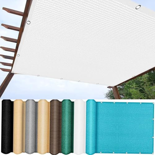 Brise-vue pour balcon, cour, extérieur, 0,4 x 5 m, protection contre le vent et les UV, résistant aux intempéries, voile d'ombrage pour pergola, avec corde et œillets en aluminium - Blanc