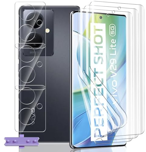 Yieehhow [3+3 Stück] Schutzfolie für VIVO V29 Lite 5G Panzerfolie, HD Weich TPU Folie und Kameraschutz Panzer Schutz Glas, Anti-Kratzer, Flexible Displayschutzfolie für VIVO V29 Lite 5G