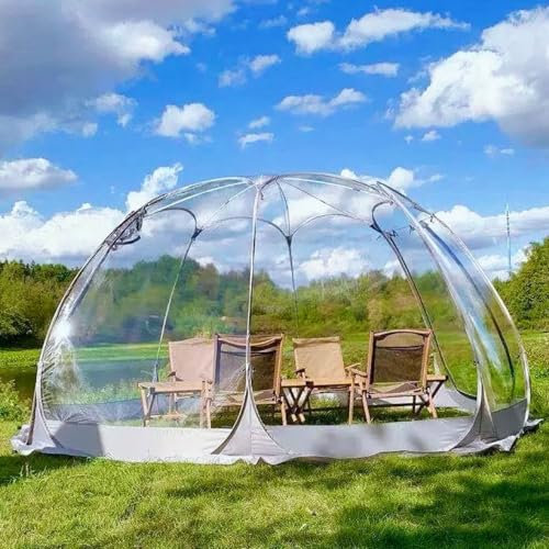 Iglu Zelt Bubble Gartenkuppel Blasenzelt: Wetterfestes Wasserdicht Bergroßes Transparentes PVC Sofortiges Pop Up Pavillon 3-8 Personen Camping Party Hochzeit (Grau, 3,6 x 3,6 x 2,3 m)