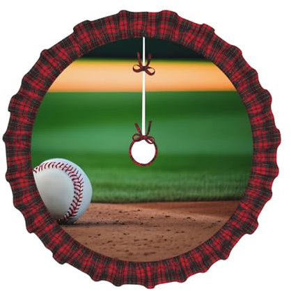 Baseball Weihnachten Plaid Baumrock Weihnachtsbaum Matte Silvester Party Zuhause Innendekoration Weiß