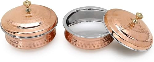 Royal Kurta Dishes Indian Sentence 2 Copper Serving Bowl with lid terrines