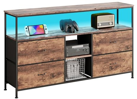 MINGZHE Mobile TV, stile retrò, supporto per TV con cassetti, centro di intrattenimento, console multimediale, supporto TV per soggiorno, stile retrò, marrone, 108 x 30 x 78 cm (marrone)