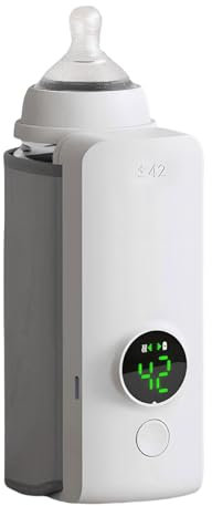 Scaldabiberon Portatile, Scaldalatte Rapido per Bambini, Scaldabiberon da Viaggio con Display della Temperatura,Riscaldamento Rapido 2-5Min,Mantieni Caldo 48H,Batteria da 6000 MAh