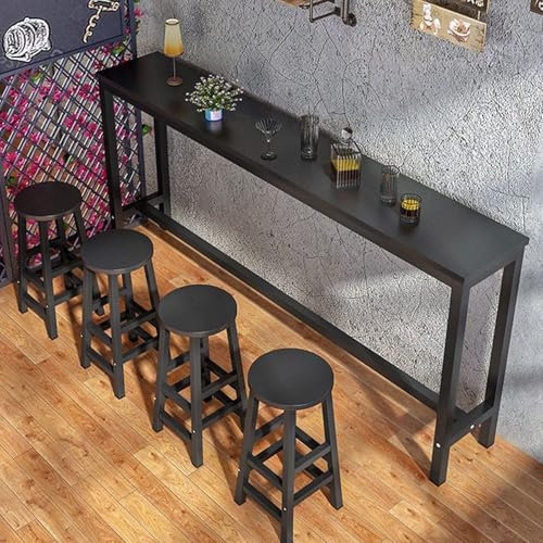 Mesa de bar alta negra con mesa de comedor estrecha para cocina, comedor, bistró, altura de 140 x 30 x 100 cm