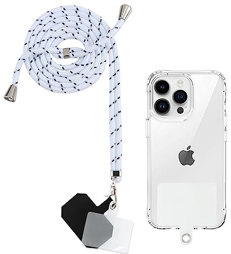 Yoedge Cordón Cuerda Universal Correa Colgante para Movil con 2 Phone Lanyard Parcheas, Correas Ajustable Cuello Cadena de Nylon con Todos los teléfonos Inteligentes con Llaver, Ceniza Blanca