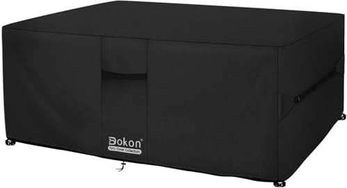 Dokon Funda para Muebles de Jardín Impermeable Funda Protectora Mesa Exterior con Salidas de Aire, Anti Viento, Anti UV, Tela Oxford 420D Cubierta Muebles Terraza, Cuadrada (150x150x74cm) - Negro