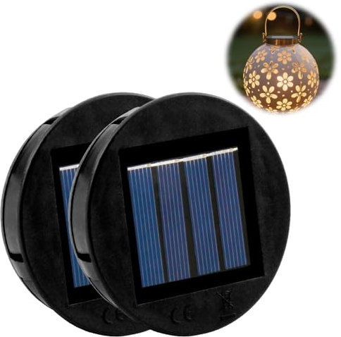 2 Stück Solar Ersatzdeckel 7 cm für Solarleuchte Außenlaternen, 1.2V 600mAh, Ersatzmodule für Solarlampen Warmweiß Licht, LED Solarmodule ersatz für Garten Laterne Terrasse Beleuchtung Garten Decor