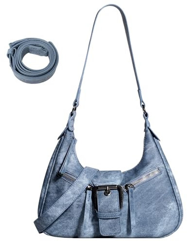 Ausing Handtaschen Damen Trendige Y2K-Tasche Vintage Schultertasche Wasserdichte Vintage-Tasche Blau