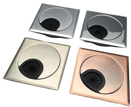 Schreibtischlochabdeckung Tischkabeldurchführung, 2 Stück/Los, quadratisch, 60 mm, Zinklegierung, PC-Computertisch, Tisch-Desktop-Kabeldurchführung, Kabelauslass, ordentliche Kabellochabdeckung (Bürst