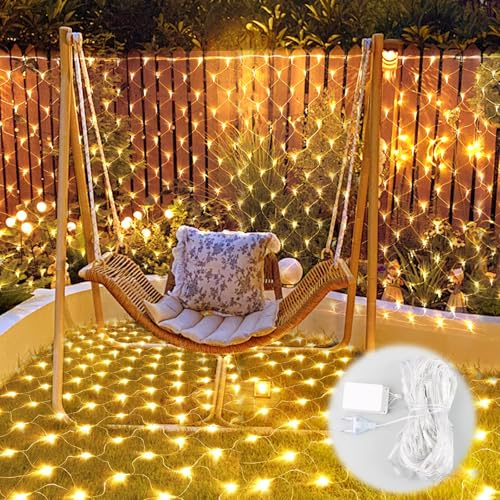 XiXiRan Lichterkette Netz, Lichterketten Vorhang, 2x2m Lichterkette Außen Led, Led Netz, 8 Blinkmodi, Weihnachtsbeleuchtung Außen, Fairy Lights Outdoor