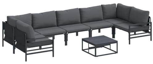vidaXL Garden Sofa Set 8 pcs Anthracite Steel, Outdoor Furniture, Modular Patio Set, Flexible Layout for Garden Gathering, Terrace Lounge, Weather Resistant Setup, Yard Comfort