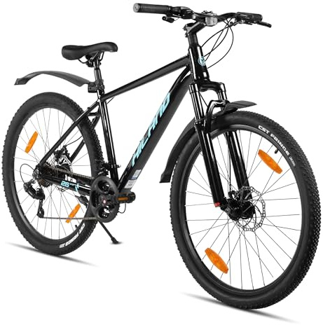 HILAND 26 Zoll Mountainbike für Frauen Männer Erwachsene, 21 Gang MTB mit Aluminiumrahmen, Doppelscheibenbremsen, Herren und Damen Mountainbike, Schwarz