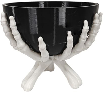 Fravsiu Halloween Candy Bowl, Gothic Snack Tray, Hand Skull Design, Spooky Decorative Dish, Holiday Tableware, Ideal for Kitchen, Living Room, Bedroom, Party, Dining Table, Home Display Use
