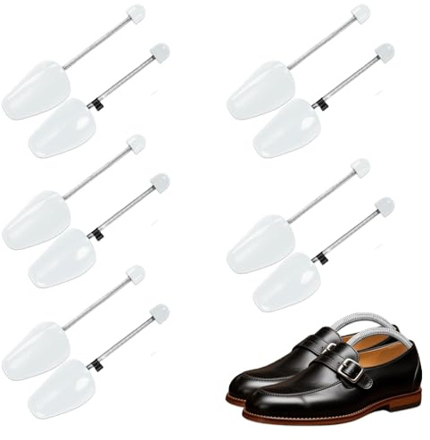 Zyluniy 5 Paia Tendiscarpe, Regolabile Adulto Scarpa Albero, Tendiscarpe Uomo Donna, Tendi Scarpe con Tensione Molla Bobina, Taglia variabile 39-47 per Scarpe Casual, Scarpe di Pelle (Bianco, Uomini)