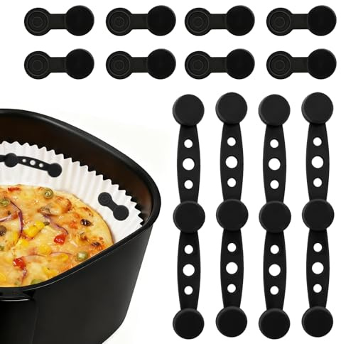 Soodyoow 12 Pack Air Fryer Magnets for Parchment Paper, Heat Resistant Food Grade Silicone Magnet Clips to Secure Baking Paper, Universal Safety Accessories for All Iron Basket Air Fryer Models