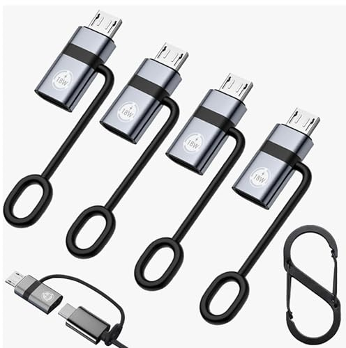 URANT USB C to Micro USB Adapter (4 Pack),Type C Female to Micro USB Male Adapter,Suitable for Samsung Galaxy S6/S7 Edge,LG Nexus 4/5/6 and Many Other Devices (Gray)