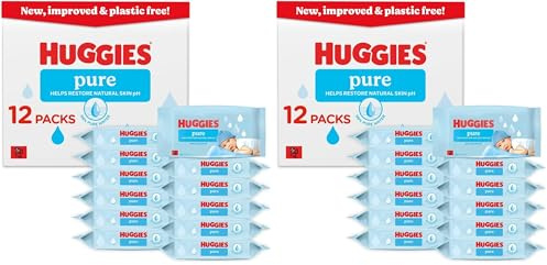 Huggies Pure Plastic Free Baby Wipes, Pack of 24