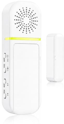 SanJie Door Chime & Door Left Open Alarm Sensor 1 Pack | Instant or 30s/1/2 Min Delay, 27 Chimes, Mute to 110 dB, Entry Door Alarm When Opened for Business, Home, Fridge, Garage
