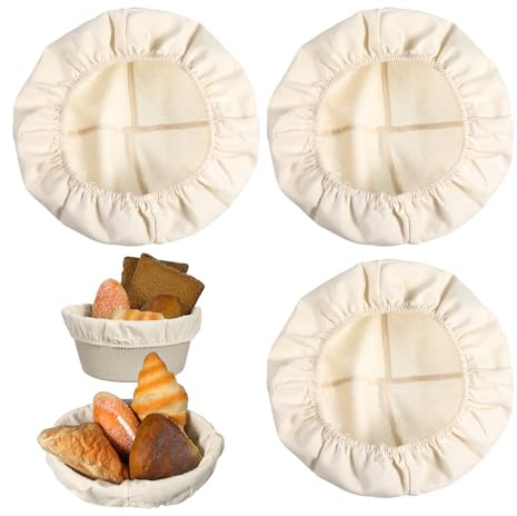 3 Pack Proofing Basket, 10 Inch Proving Basket for Sourdough Fermentation, Cotton Linen Cloth