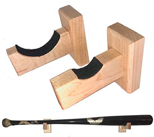 BatRack 3000 Baseballschläger Wandhalterung für horizontale Display €“ aus Massivem Ahorn W/Filz Liner und Versteckter Schrauben Handgefertigt in USA (3 Farbe Optionen), Natur