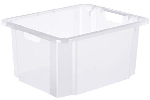 Rotho Reverso große Dreh- und Stapelbox 46l, Kunststoff (PP) BPA-frei, transparent, 46l (56,5 x 44,0 x 26,5 cm)