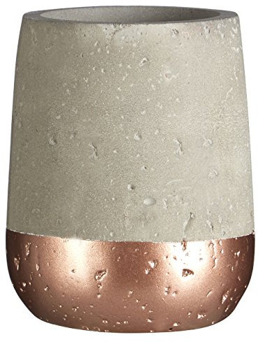 Premier Housewares Neptune Zahnputzbecher, Beton, grau/Kupfer, 8 x 8 x 10 cm