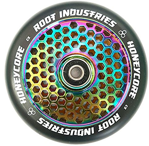 Root Industries Air Honeycore 120mm Stunt-Scooter Rolle + Fantic26 Sticker (Rainbow Neochrome/Pu Schwarz)