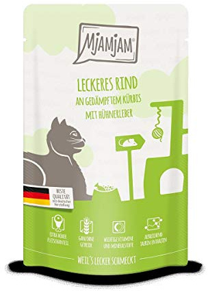 Katzen Nassfutter: Leckeres Rind an gedämpften Kürbis - 12er-Pack, hoher Fleischanteil