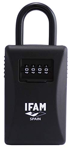 IFAM| Vorhängeschloss G2| Schlüsselkasten| Platz für 20 Schlüssel| Kombination von 4 Rollen mit 10 Ziffern| Stahlrahmen| Schwarze Farbe| Outdoor-Aktivitäten