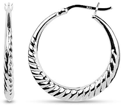 LeCalla Sterling Silber Creolen hochglanzpoliert Krabbe klassische Runde Creolen Ohrring für Frauen - 30MM